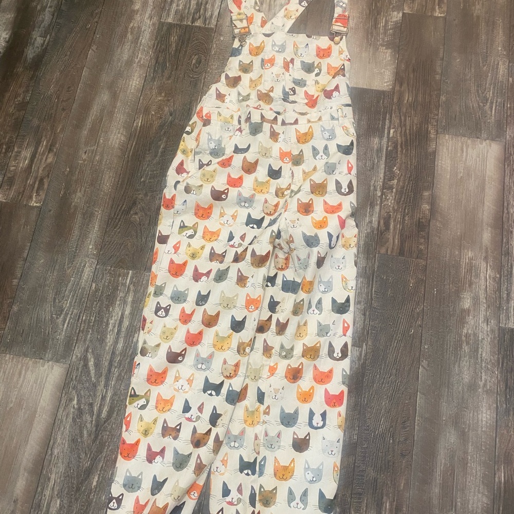 Charming Cat Print Overalls